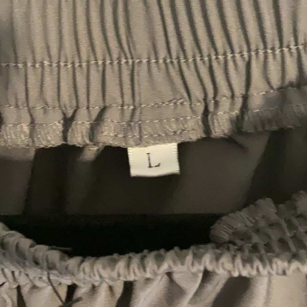 Large Front Slit Utility Zipper Pocket Skirt Gray Elastic Waist - Picture 3 of 5
